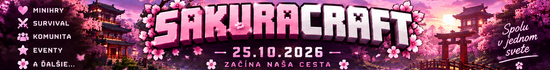 Banner 🌸 SakuraCraft | ŠTARTUJEME 25. 10. 2026 🌸